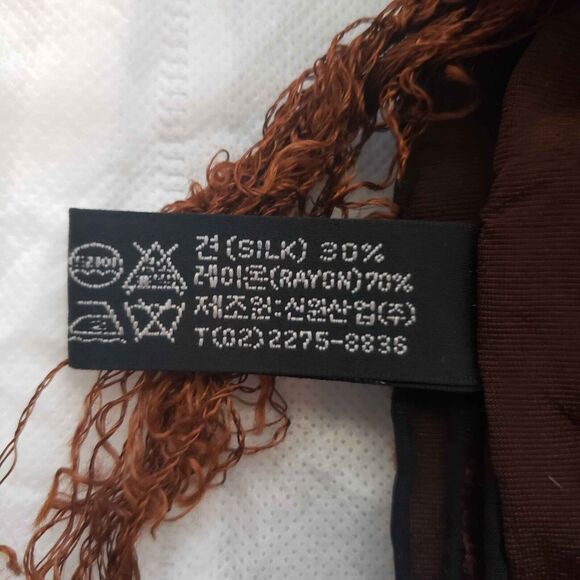 Vintage Yves Saint Laurent Silk Printed Scarf Brown‎ Black Floral Pashmina Shawl - Picture 6 of 8